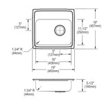 Elkay Lustertone Classic Stainless Steel 19" x 18" x 5-1/2" 2-Hole Single Bowl Drop-in ADA Sink with Right Drain