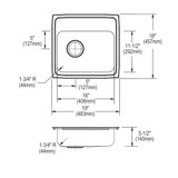 Elkay Lustertone Classic Stainless Steel 19" x 18" x 5-1/2", 3-Hole Single Bowl Drop-in ADA Sink with Quick-clip and Left Drain