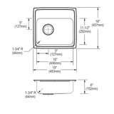 Elkay Lustertone Classic Stainless Steel 19" x 18" x 6", 3-Hole Single Bowl Drop-in ADA Sink with Left Drain
