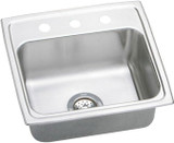Elkay Lustertone Classic Stainless Steel 19" x 18" x 7-5/8" 3-Hole Single Bowl Drop-in Sink with Quick-clip