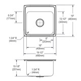 Elkay Lustertone Classic Stainless Steel 19-1/2" x 19" x 10-1/8", 1-Hole Single Bowl Drop-in Laundry Sink with Quick-clip