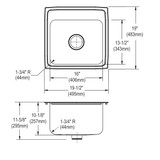 Elkay Lustertone Classic Stainless Steel 19-1/2" x 19" x 10-1/8", 2-Hole Single Bowl Drop-in Laundry Sink w/Perfect Drain
