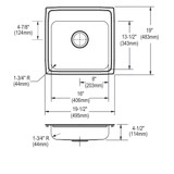 Elkay Lustertone Classic Stainless Steel 19-1/2" x 19" x 4-1/2" 1-Hole Single Bowl Drop-in ADA Sink