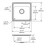 Elkay Lustertone Classic Stainless Steel 19-1/2" x 19" x 6-1/2", 0-Hole Single Bowl Drop-in ADA Sink with Quick-clip