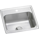 Elkay Lustertone Classic Stainless Steel 19-1/2" x 19" x 7-1/2", 1-Hole Single Bowl Drop-in Sink with Perfect Drain