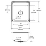 Elkay Lustertone Classic Stainless Steel 19-1/2" x 22" x 10-1/8", 0-Hole Single Bowl Drop-in Sink