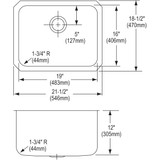 Elkay Lustertone Classic Stainless Steel 21-1/2" x 18-1/2" x 12" Single Bowl Undermount Sink