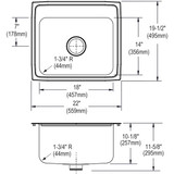 Elkay Lustertone Classic Stainless Steel 22" x 19-1/2" x 10-1/8" 2-Hole Single Bowl Drop-in Sink with Perfect Drain