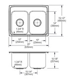 Elkay Lustertone Classic Stainless Steel 25" x 19-1/2" x 10-1/8", 2-Hole Equal Double Bowl Drop-in Sink