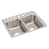 Elkay Lustertone Classic Stainless Steel 25" x 19-1/2" x 7-5/8" 3-Hole Equal Double Bowl Drop-in Sink with Quick-clip