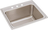 Elkay Lustertone Classic Stainless Steel 25" x 22" x 12-1/8" 3-Hole Single Bowl Drop-in Sink with Quick-clip