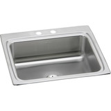 Elkay Lustertone Classic Stainless Steel 25" x 22" x 8-1/8", 2-Hole Single Bowl Drop-in Sink with Perfect Drain