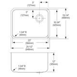 Elkay Lustertone Classic Stainless Steel 25-1/2" x 19-1/4" x 12" Single Bowl Undermount Sink with Right Drain