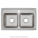 Elkay Lustertone Classic Stainless Steel 29" x 18" x 6", MR2-Hole Equal Double Bowl Drop-in ADA Sink