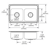 Elkay Lustertone Classic Stainless Steel 29" x 18" x 7-5/8" 2-Hole Equal Double Bowl Drop-in Sink