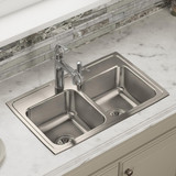 Elkay Lustertone Classic Stainless Steel 29" x 18" x 7-5/8", 4-Hole Equal Double Bowl Drop-in Sink