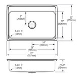 Elkay Lustertone Classic Stainless Steel 31" x 22" x 7-5/8", 0-Hole Single Bowl Drop-in Sink with Quick-clip