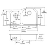 Elkay Lustertone Classic Stainless Steel 31-1/4" x 20" x 7-1/2" Offset 40/60 Double Bowl Undermount Sink Kit