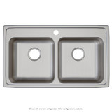 Elkay Lustertone Classic Stainless Steel 33" x 19-1/2" x 6" MR2-Hole Equal Double Bowl Drop-in ADA Sink