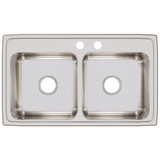Elkay Lustertone Classic Stainless Steel 33" x 19-1/2" x 7-5/8" MR2-Hole Equal Double Bowl Drop-in Sink