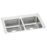 Elkay Lustertone Classic Stainless Steel 33" x 21-1/4" x 7-7/8", 1-Hole Equal Double Bowl Drop-in Sink with Quick-clip