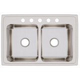 Elkay Lustertone Classic Stainless Steel 33" x 22" x 12-1/8" 5-Hole Equal Double Bowl Drop-in Sink