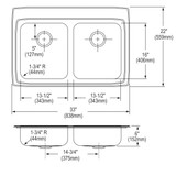 Elkay Lustertone Classic Stainless Steel 33" x 22" x 6", 3-Hole Equal Double Bowl Drop-in ADA Sink with Quick-clip