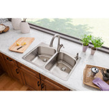 Elkay Lustertone Classic Stainless Steel 33" x 22" x 9", 2R-Hole Equal Double Bowl Dual Mount Sink with Perfect Drain