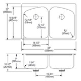 Elkay Lustertone Classic Stainless Steel 33" x 22" x 9", 2R-Hole Equal Double Bowl Dual Mount Sink with Perfect Drain