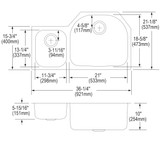 Elkay Lustertone Classic Stainless Steel 36-1/4" x 21-1/8" x 10" 40/60 Double Bowl Undermount Sink Kit