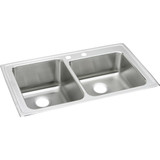 Elkay Lustertone Classic Stainless Steel 37" x 22" x 10", Offset 2-Hole Double Bowl Drop-in Sink