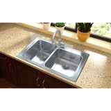 Elkay Lustertone Classic Stainless Steel 37" x 22" x 10", Offset 3-Hole Double Bowl Drop-in Sink