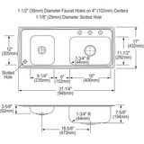 Elkay Lustertone Classic Stainless Steel 37-1/4" x 17" x 7-5/8" Double Bowl Drop-in Classroom Sink