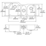 Elkay Lustertone Classic Stainless Steel 39-1/2" x 20" x 10", Triple Bowl Undermount Sink Kit