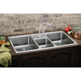 Elkay Lustertone Classic Stainless Steel 43" x 22" x 7-7/8" 3-Hole Triple Bowl Drop-in Sink