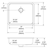 Elkay Lustertone Classic Stainless Steel, 21-1/2" x 18-1/2" x 5-3/8" Single Bowl Undermount ADA Sink w/Perfect Drain