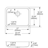 Elkay Lustertone Classic Stainless Steel, 23-1/2" x 18-1/4" x 4-3/8" Single Bowl Undermount ADA Sink