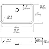 Elkay Lustertone Classic Stainless Steel, 30-1/2" x 18-1/2" x 4-7/8", Single Bowl Undermount ADA Sink w/Perfect Drain
