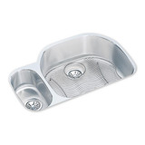 Elkay Lustertone Classic Stainless Steel, 31-1/2" x 21-1/8" x 7-1/2", 30/70 Offset Double Bowl Undermount Sink Kit