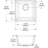 Elkay Quartz Classic 15-3/4" x 15-3/4" x 7-11/16", Single Bowl Dual Mount Bar Sink Kit, Black