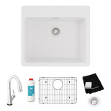 Elkay Quartz Classic 25" x 22" x 9-1/2" Single Bowl Drop-in Sink Kit with Filtered Faucet White