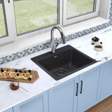 Elkay Quartz Classic 25" x 22" x 9-1/2", Single Bowl Drop-in Sink Kit with Filtered Faucet, Black