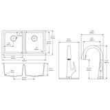 Elkay Quartz Classic 33" x 18-1/2" x 9-1/2" Equal Double Bowl Undermount Sink Kit with Filtered Faucet Black