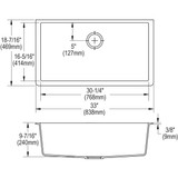 Elkay Quartz Classic 33" x 18-7/16" x 9-7/16" Single Bowl Undermount Sink Kit Black