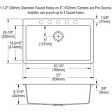 Elkay Quartz Classic 33" x 20-7/8" x 9-7/16" Single Bowl Drop-in Sink Greystone