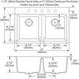 Elkay Quartz Classic 33" x 22" x 9-1/2" Equal Double Bowl Drop-in Sink Greystone