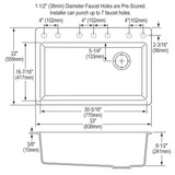 Elkay Quartz Classic 33" x 22" x 9-1/2" Single Bowl Drop-in Sink Dusk Gray