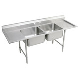 Elkay Rigidbilt Stainless Steel 77-1/4" x 29-3/4" x 12-3/4" Floor Mount Double Compartment Scullery Sink Drainboard