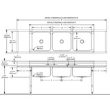 Elkay Rigidbilt Stainless Steel 97-1/4" x 29-3/4" x 14" Floor Mount Triple Compartment Scullery Sink w/ Drainboard