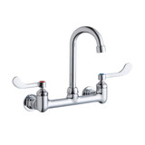 Elkay Scrub/Handwash 8" Centerset Wall Mount Faucet w/4" Gooseneck Spout 4" Wristblade Handles 1/2" Offset Inlet